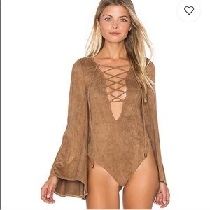 Show me your mumu suede Louisiana bodysuit Small